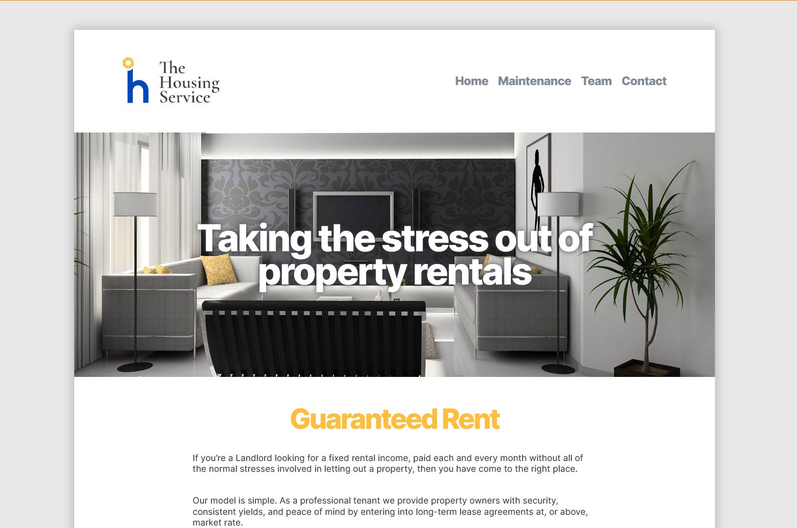 The Housing Service website screenshot